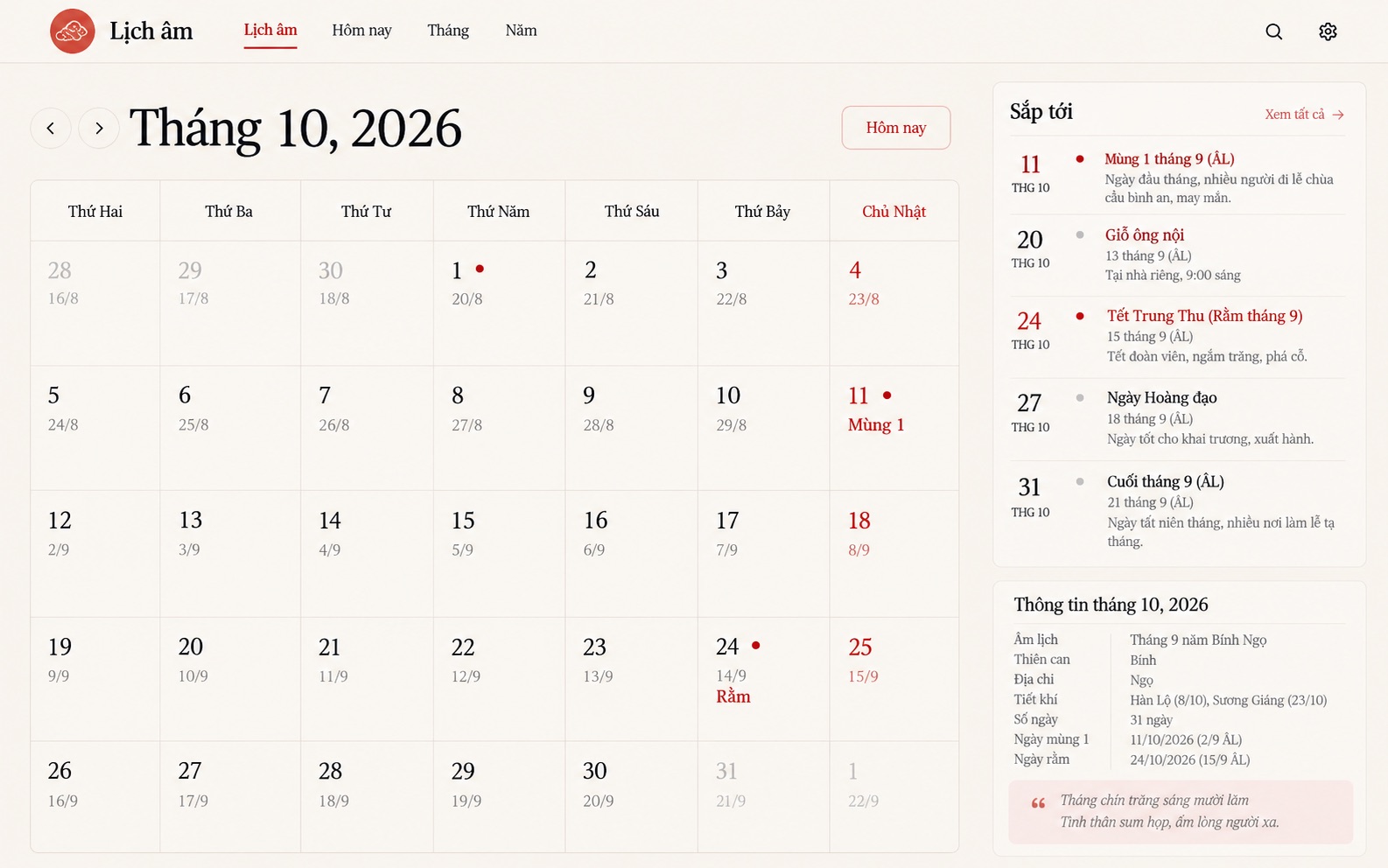 Lịch Âm Xinh screenshot 1